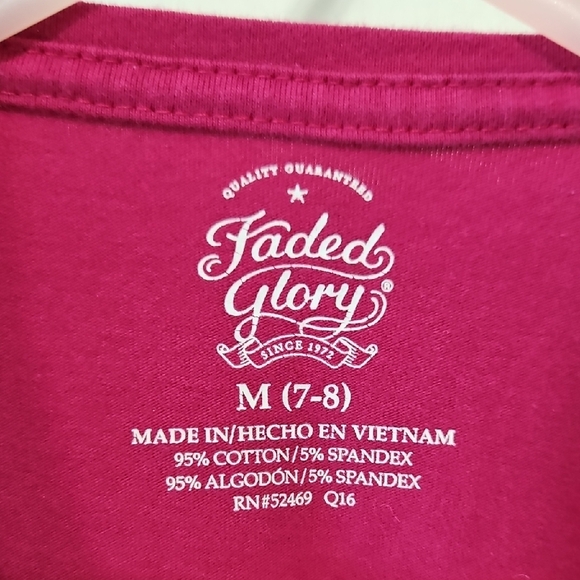 Faded Glory Pink Long Sleeve Tee with Floral Embellishment - Picture 3 of 4